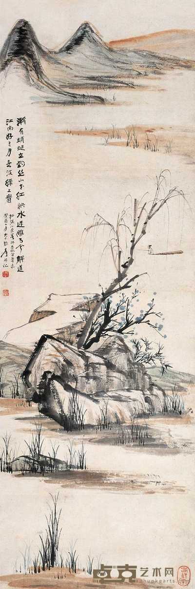 张大千 1933年作 江南好三月 立轴 104×35cm